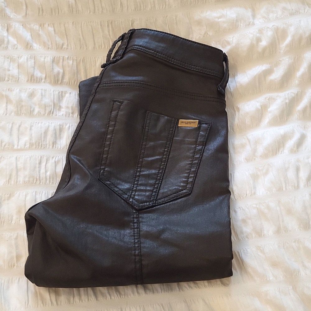 Burberry pants westbourne skinny ankle , 'shiny leather' look